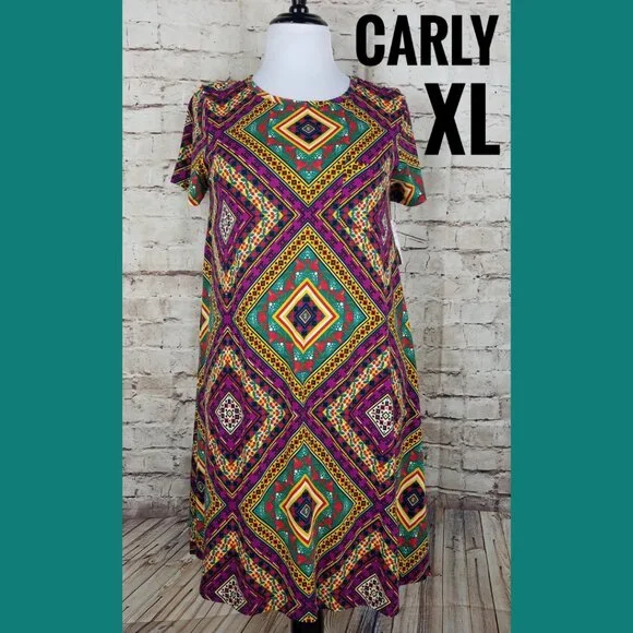 Diamond Pattern LuLaRoe Carly Dress - Picture 1 of 5